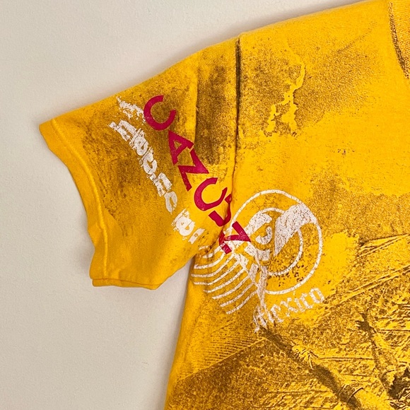 Vintage Y2K Sacbe Chichen Itza Mayan Shaman All Over Yellow T Shirt Adult S - Picture 5 of 10